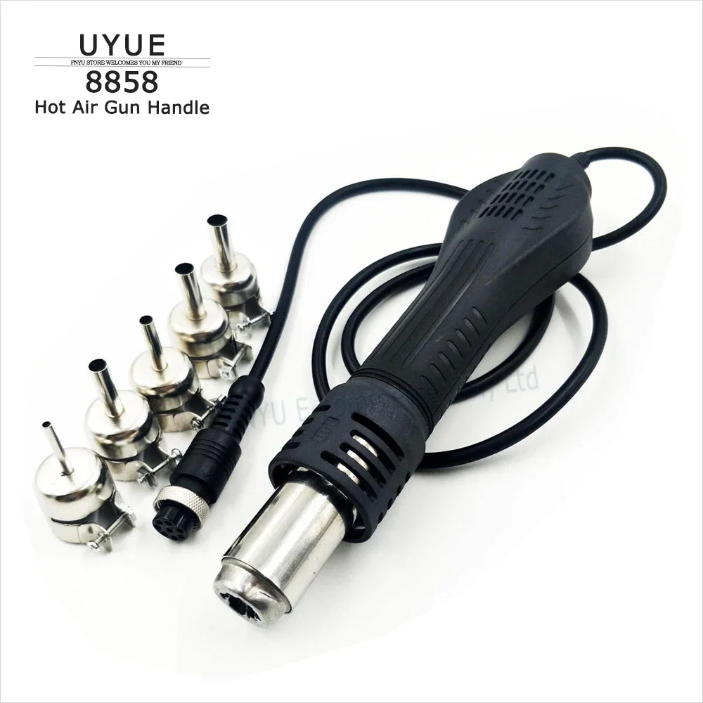 Hot air gun handle Desoldering station For UYUE/YOUYUE 858D 8586 8858 852 878 952 853 Rework Solder Repair Station +5pcs Nozzles