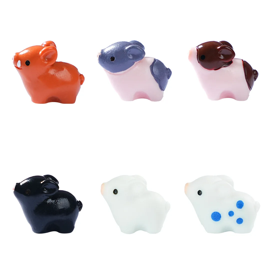 24PCS Micro Pig Figurine Resin Ornaments Miniature Model Mini Animal Statue Bonsai Decoration Garden DIY Dollhouse Home Decor
