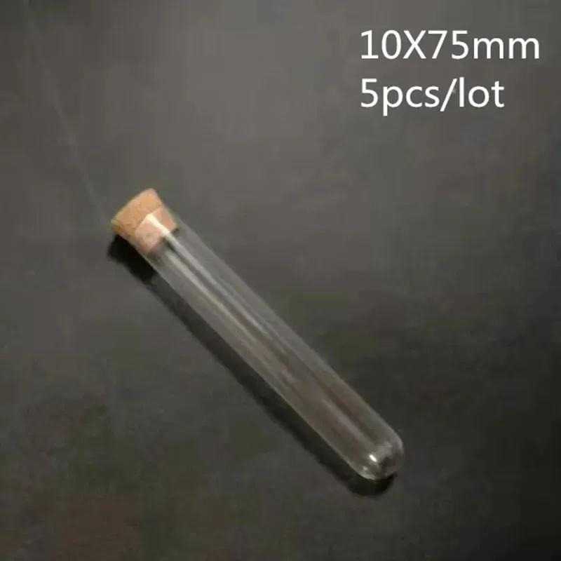 5 teile/paket 10*75mm Glas Runde Bottom Test Rohre mit Kork