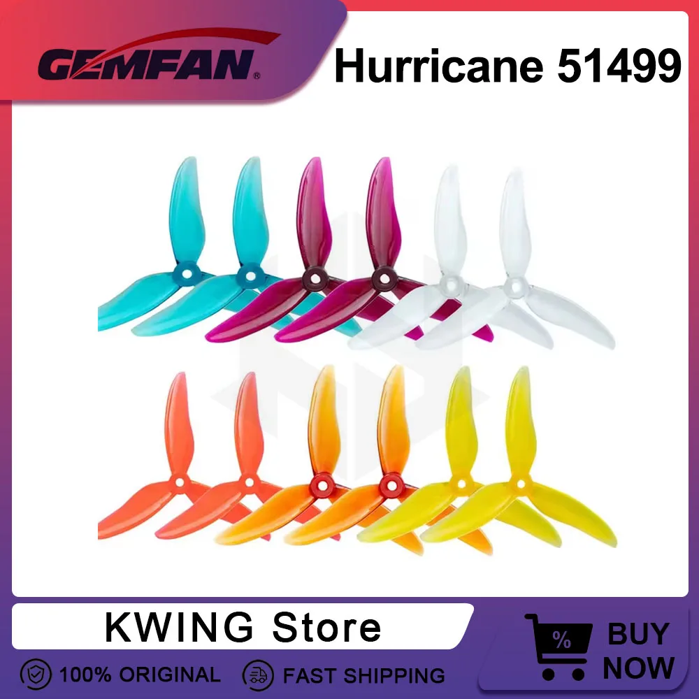 24 pièces/12 paires d'hélices Gemfan Hurricane 51499 de 5 pouces à 3 pales pour drone RC FPV de course et de freestyle, moteur 2207 2306 Nazgul5 LAL5