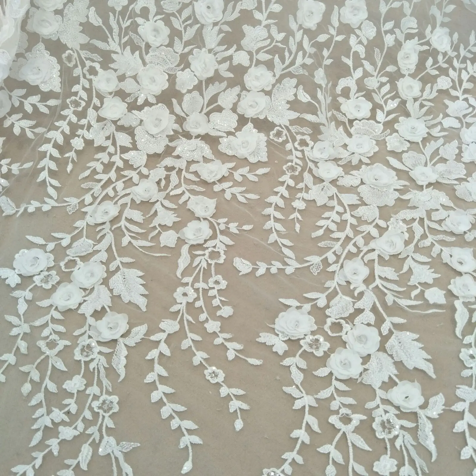 flower lace fabric bridal lace fabric 130cm width ivory wedding dress lace fabric sell by yard