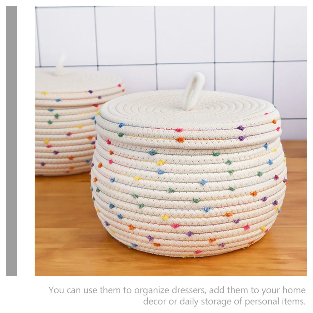 

Woven Storage Basket Cotton Rope Material Desktop Basket for Snacks Stationery Makeup Brushes Small Items Home Decorative