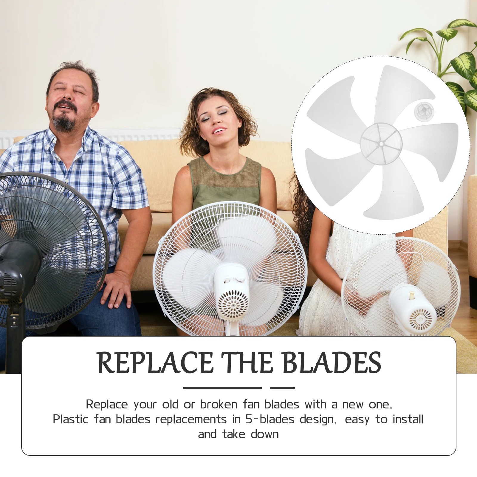 

Fan Blades 14 Inch Replacement Plastic Round Bore For Table Floor Standing Pedestal Fan Silent Easy Install Household Use
