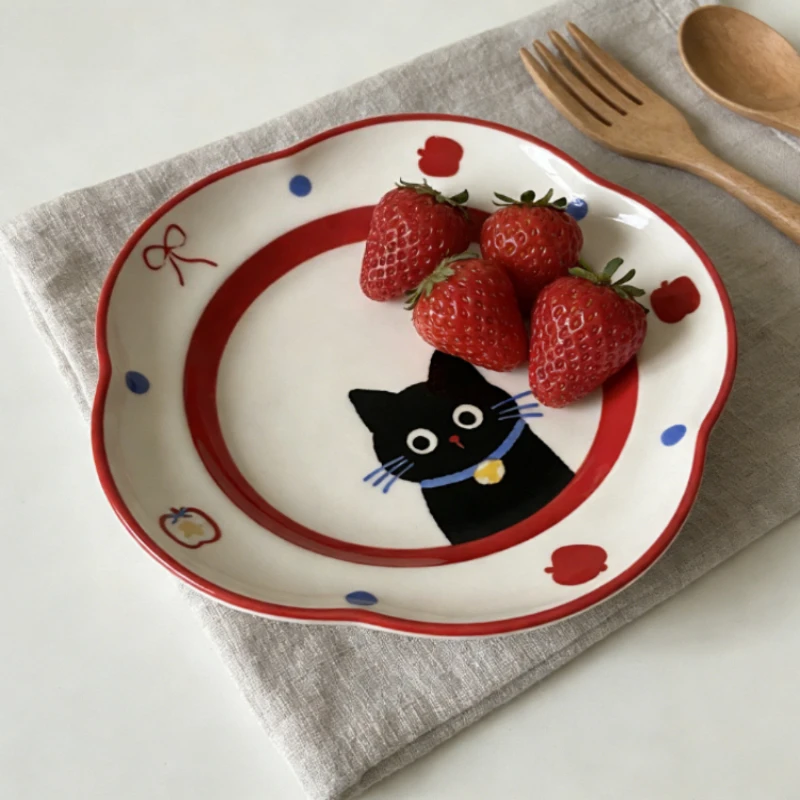 

Новый изысканный набор посуды в стиле минимализм с мультяшным дизайном: кофейные чашки, блюдца, миски, тарелки для общежития и повседневного использования