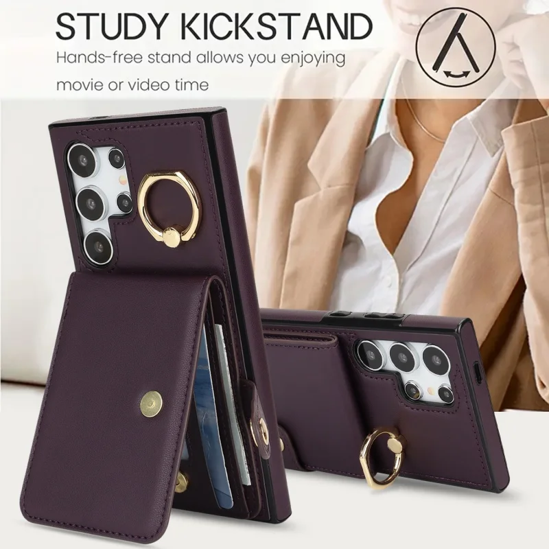 

Phone Case Samsung Galaxy A16 A35 36 A53 56 5G Rotating Metal Ring Wallet Phone Case S23Plus S24FE S25Ulta Stand Protective Case