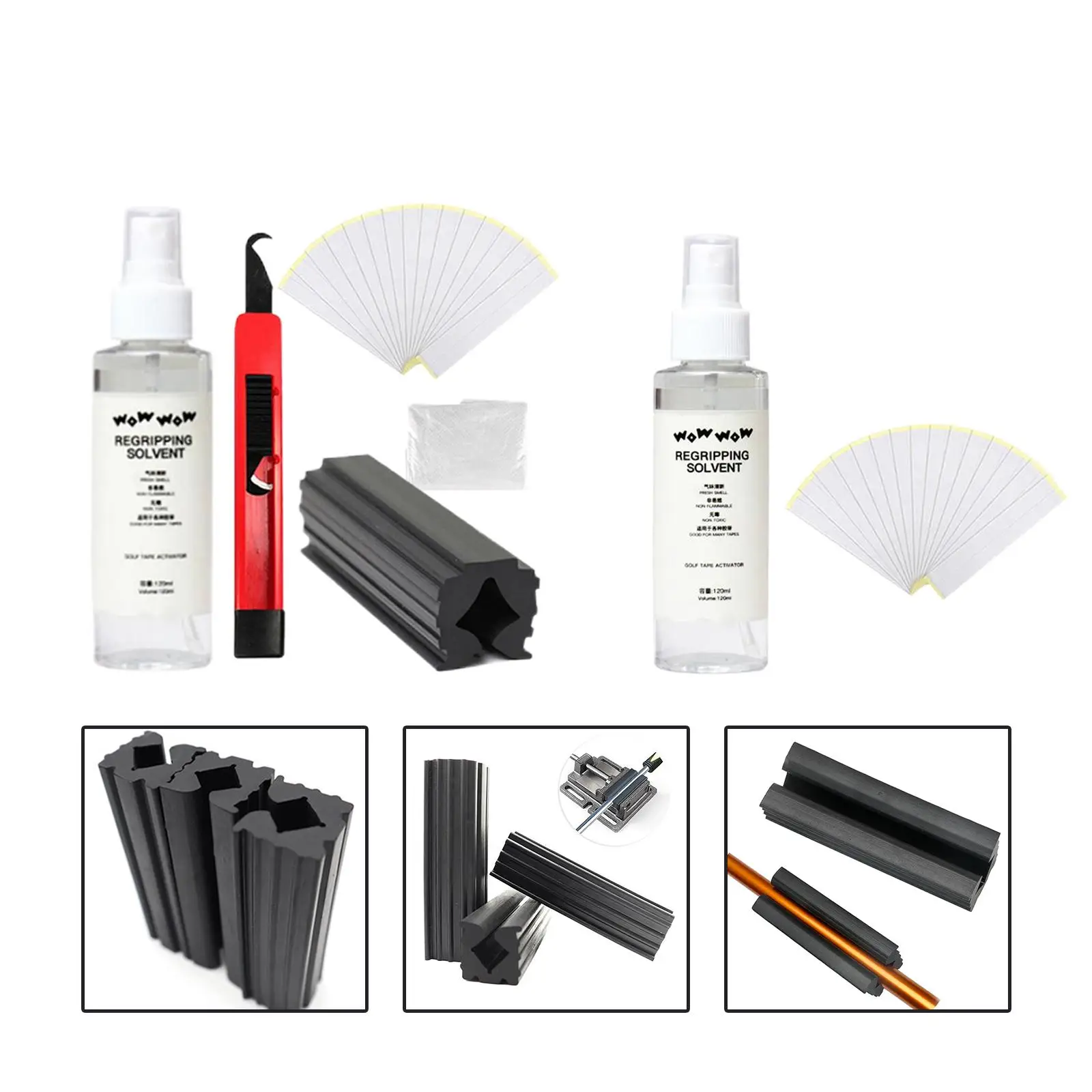 Golf club grip kit reparação spray solvente substituição dupla face fita adesiva conjunto de ferramentas