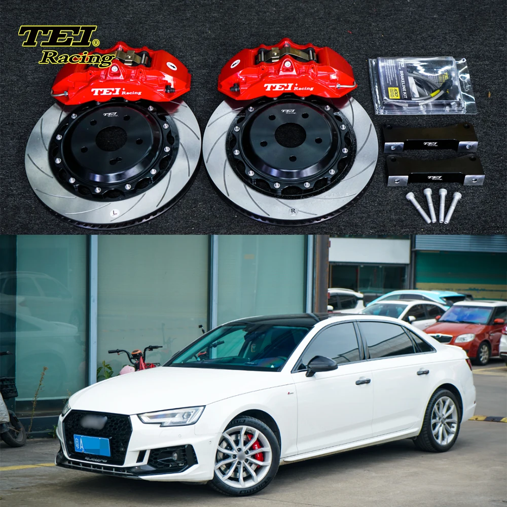 P40NS+ 4 Pot Split Forged Caliper With 355x28 MM Rotor Big Brake Kit Auto Brake System For Audi A4L 18 Inch Rim