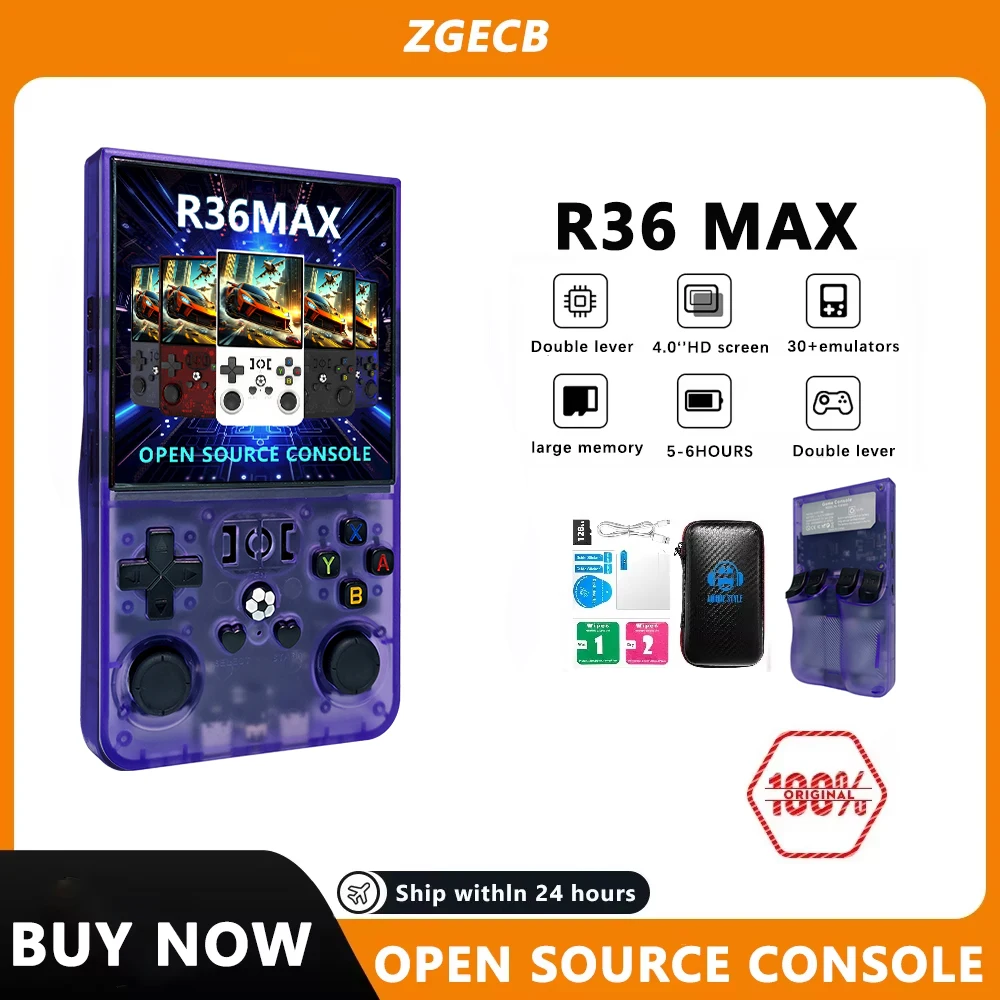 

22000 игр, портативная видеоигра в стиле ретро, консоль R36MAX, система с открытым исходным кодом, 4,0-дюймовый IPS-экран, 128 г, портативный карманный плеер, подарки