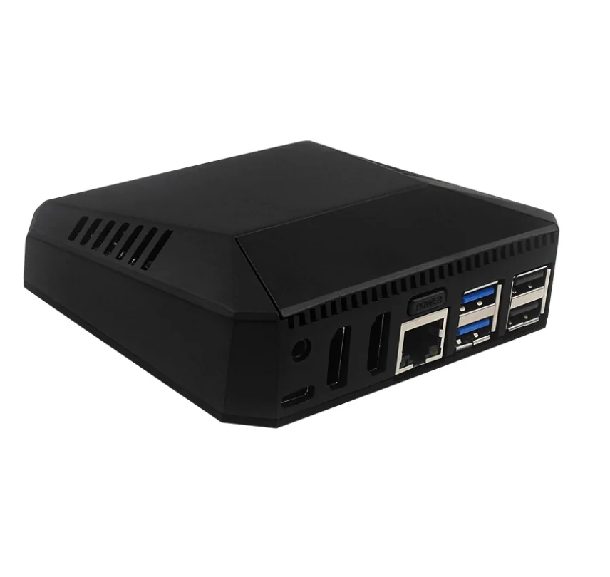 Caja metálica para Raspberry Pi 5, con ventilador de refrigeración, cubierta y base GPIO magnéticos, diseño de perfil bajo