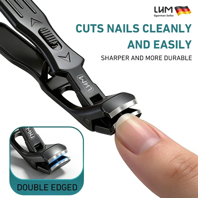 Ingrown Nail Clippers, Slanted Curved Blade Toenail Clippers, Wide Jaw Anti-Splash Nail Clipper for Thick & Ingrown Nails, Stain