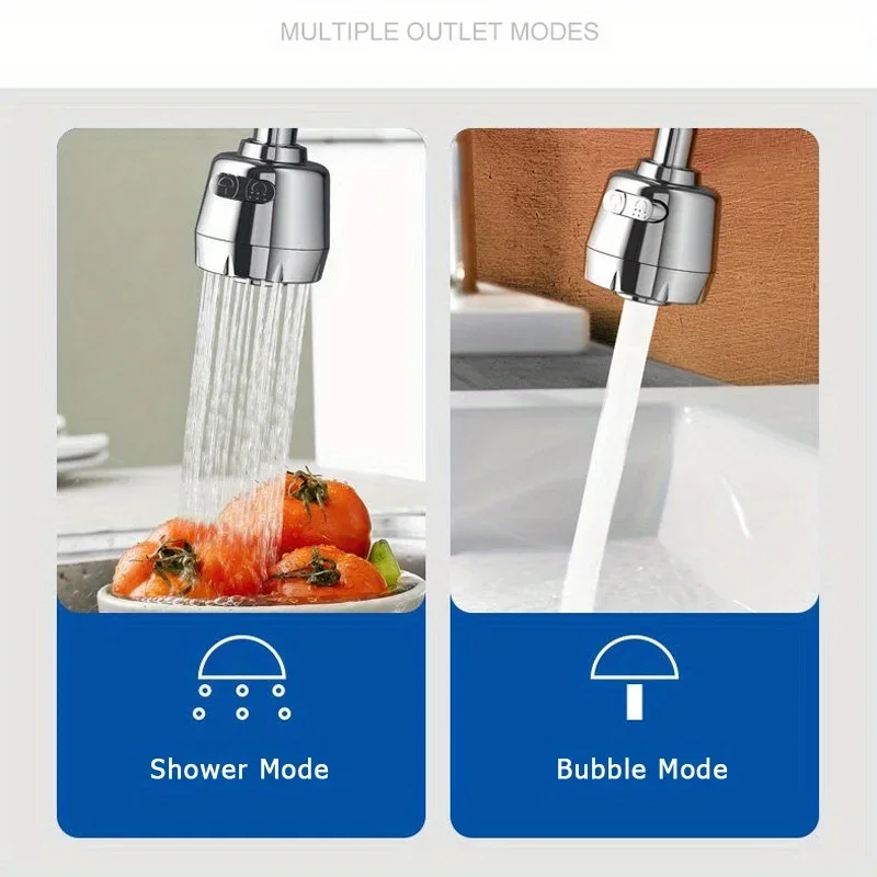 360° rotatable faucet jet shower head - Water-saving, multi-layer electroplated surface treatment, adjustable shower head