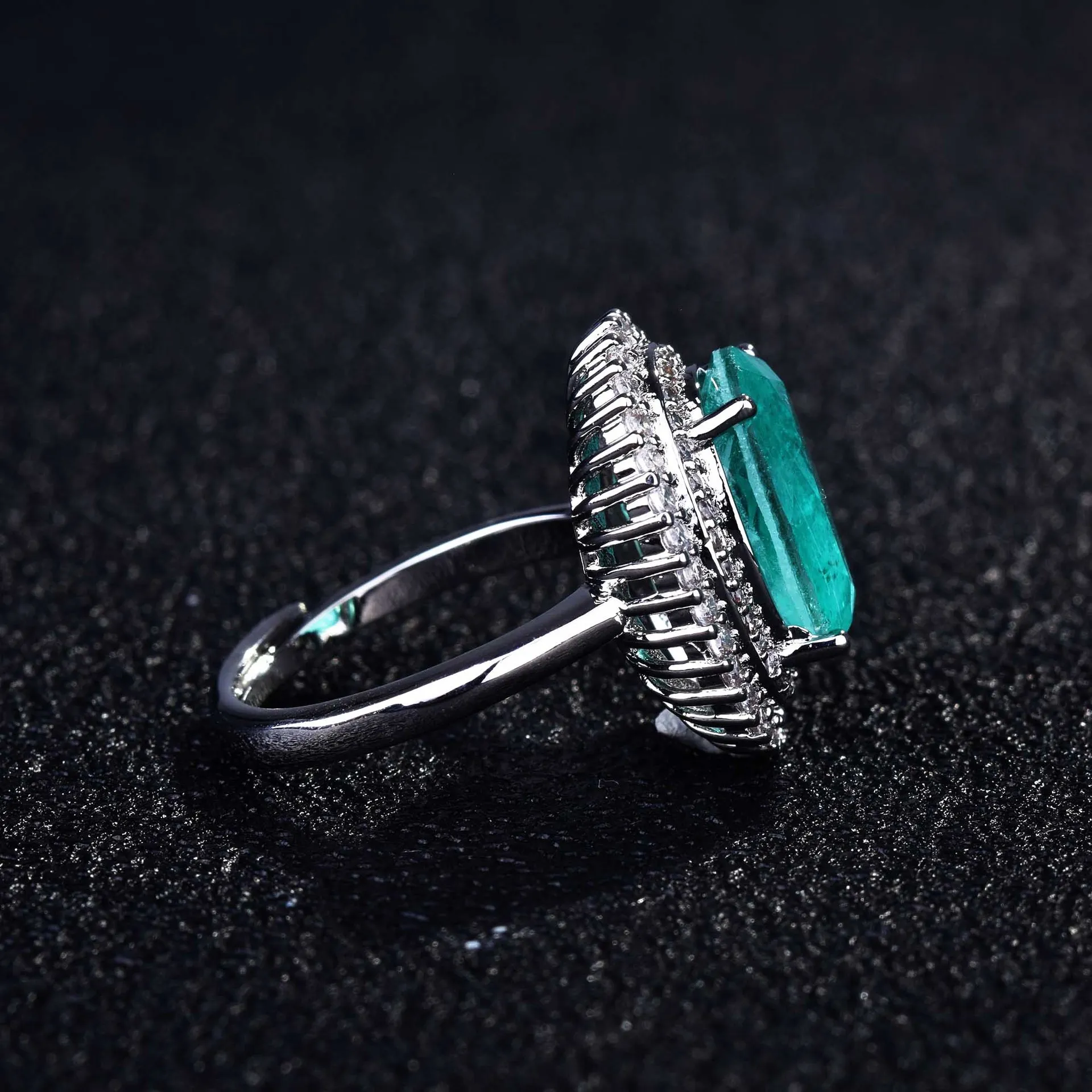 Luxuriöses Geometrisches Parairaite-Edelstein Silberschmuck-Set für Damen mit Miniatur-Diamant-Ensemble – Detail 26