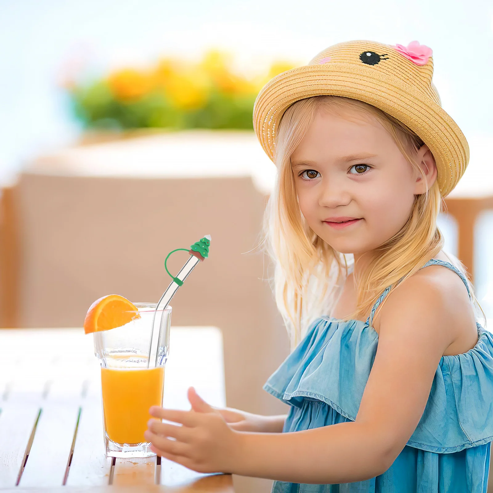 

6Pcs Christmas Straw Tip Covers Silicone Cute Cartoon Straw Caps 10Mm Reusable Dust Protectors for Tumblers Holiday Supplies