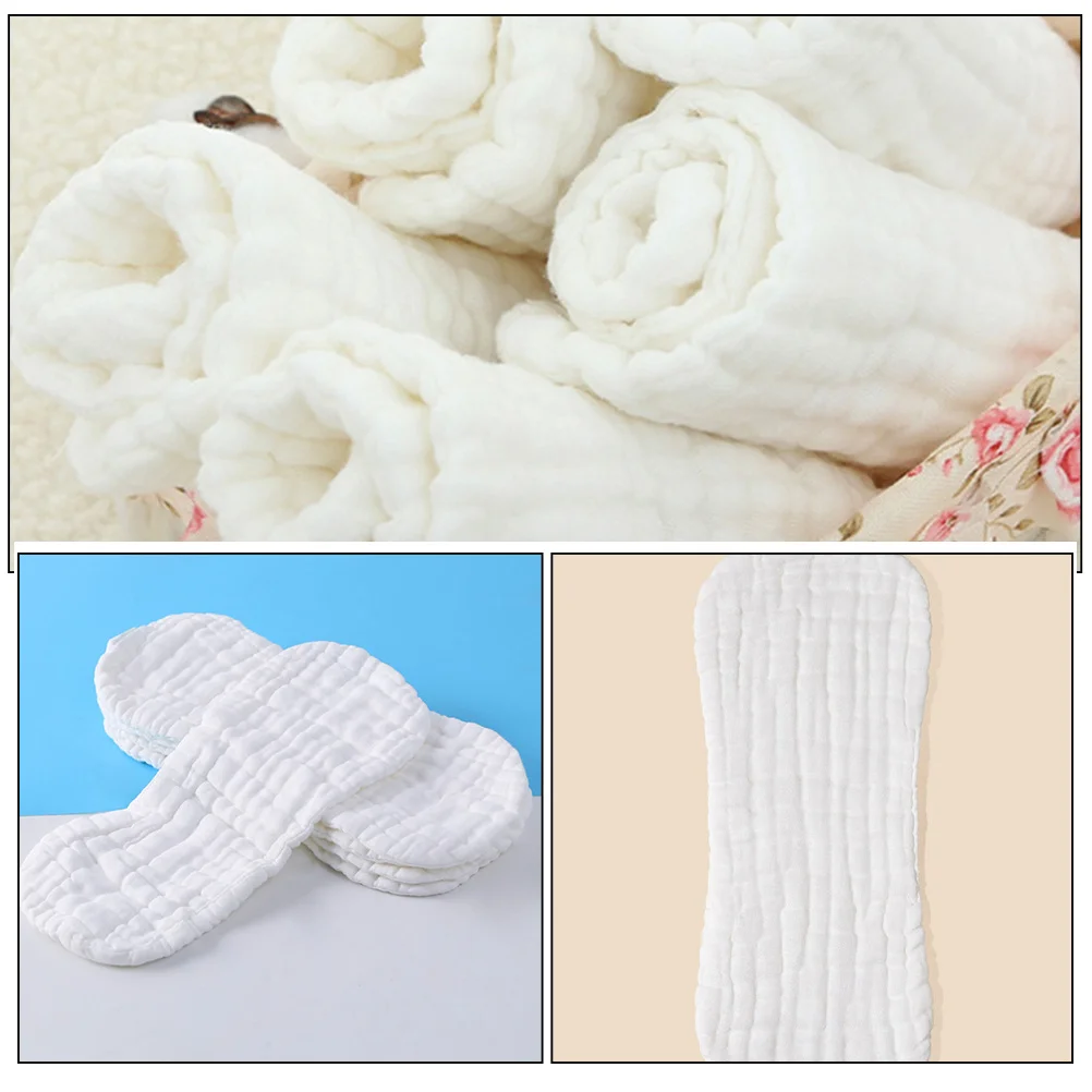 5 قطعة حفاضات من القماش القطني للأطفال قابلة لإعادة الاستخدام وقابلة للغسل لحديثي الولادة وسادات حفاضات ناعمة قابلة للتنفس غير مبيضة للأطفال الصغار