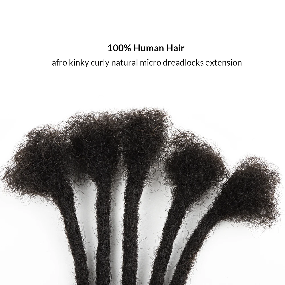 AHVAST-Extensions de Dreadlock de Cheveux Humains, Tresses Vierges, Noir Naturel, 0.6cm, 4-20 Pouces