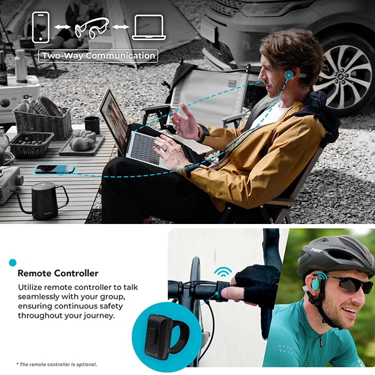 

2026unique Wireless Conduction Earphones Bluetooth Walkie Talkie Headset Compatible with Two-Way Radio POC Zello App