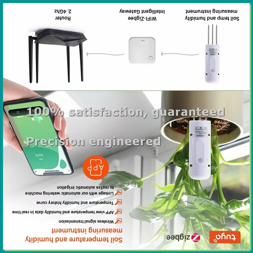 

Датчик влажности и температуры почвы ZIGBEE для наружного использования, измеритель влажности и температуры для сада, автоматизация полива, детектор TUYA-TCES