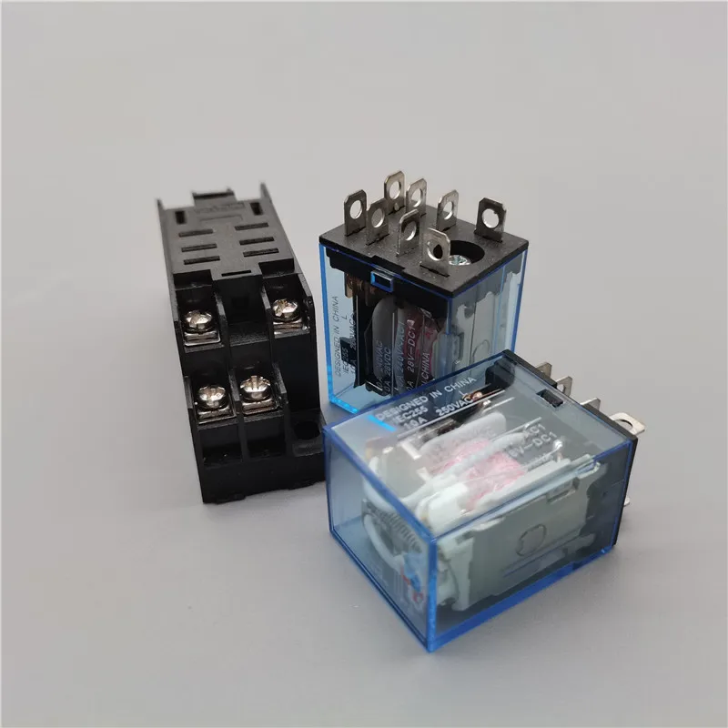 1pcs Ly2nj Hh62p Miniature Electromagnetic Relay 10A 8-pin Coil DPDT, Hhc68a-2z with Socket Base DC12V, 24V AC220V with Base