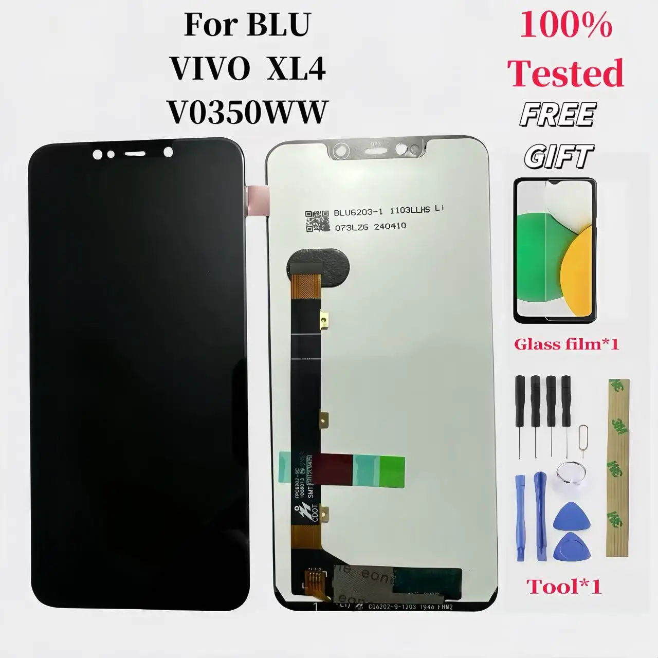 Pop nuevo para Blu Vivo Xl4 V0350ww pantalla LCD con montaje de digitalizador con pantalla táctil de repuesto con herramientas de reparación