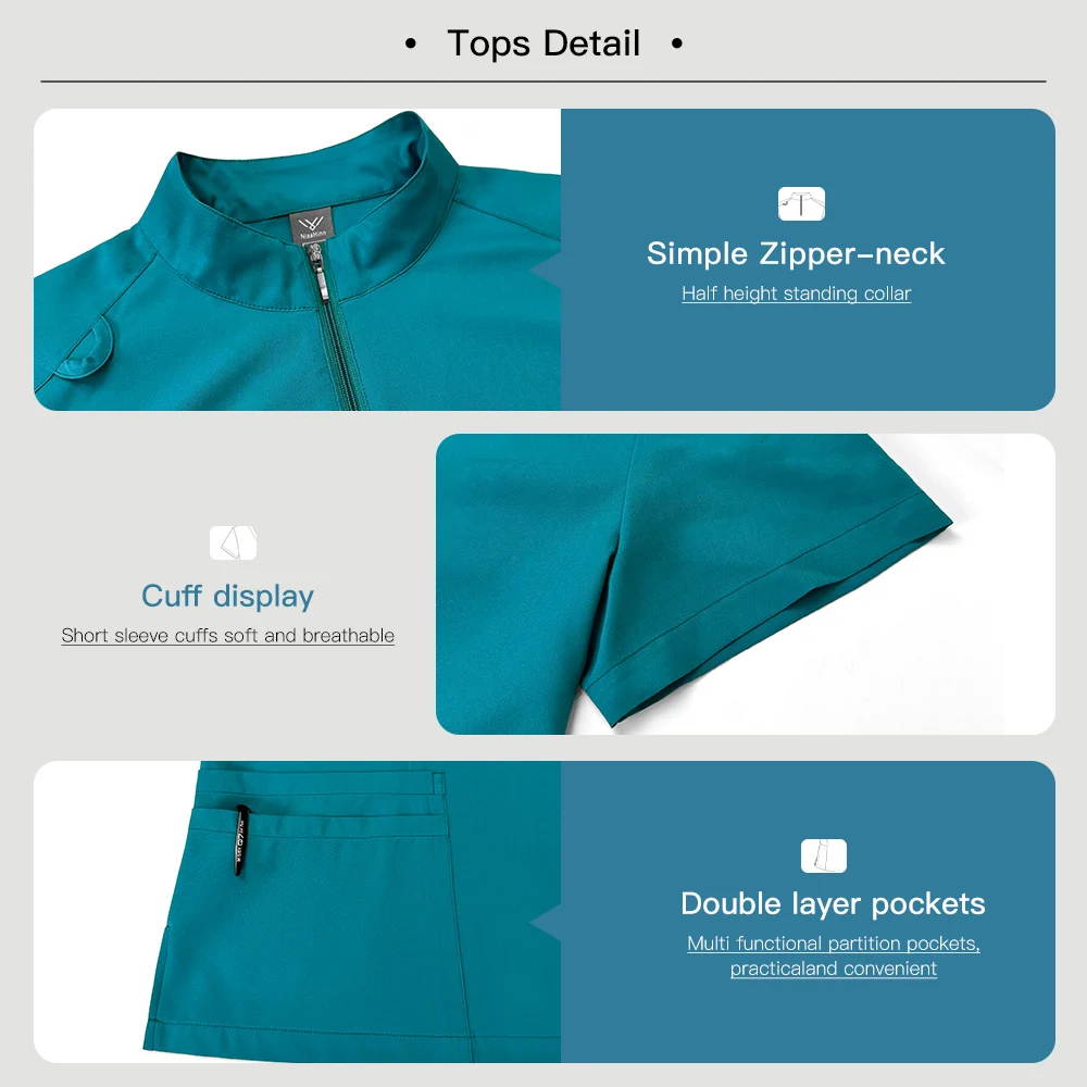 Niaahinn Scrub Medical Uniform Beauty Salon Work Uniform Set Nursing Uniform Pet Clinic Veterinary Workwear Doctor Costume Women