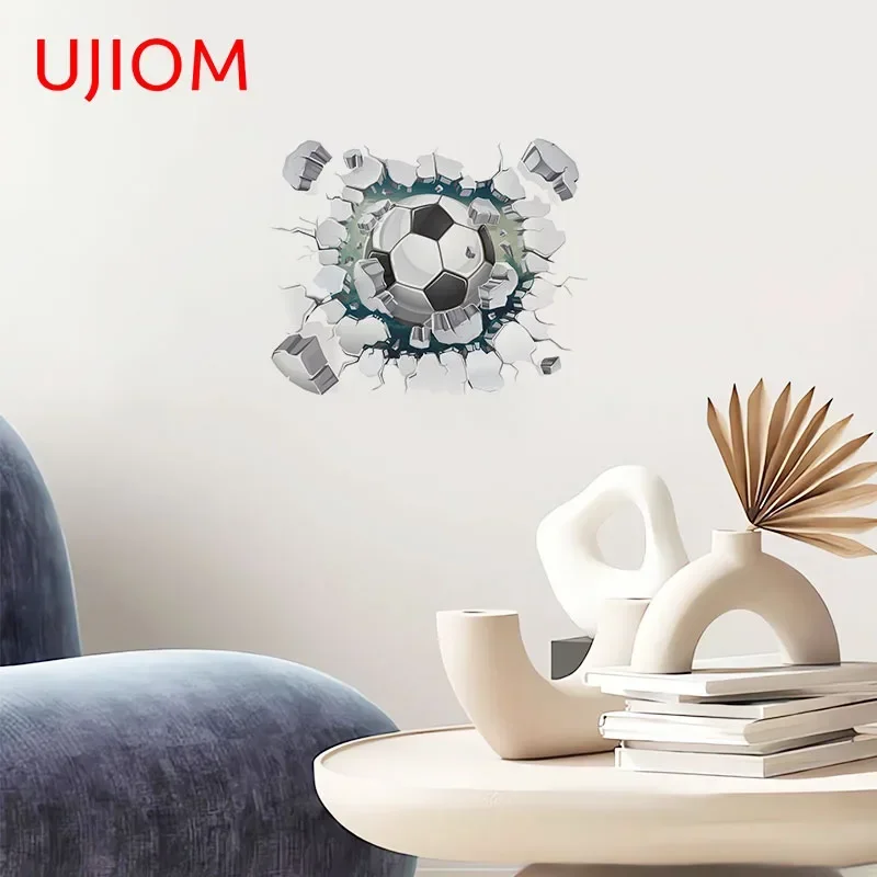 UJIOM 13cm X 10.8cm Cartoon Basketball Creativite Tear Wall Stickers Waterproof Living Room Window Wallpapers Home Decal