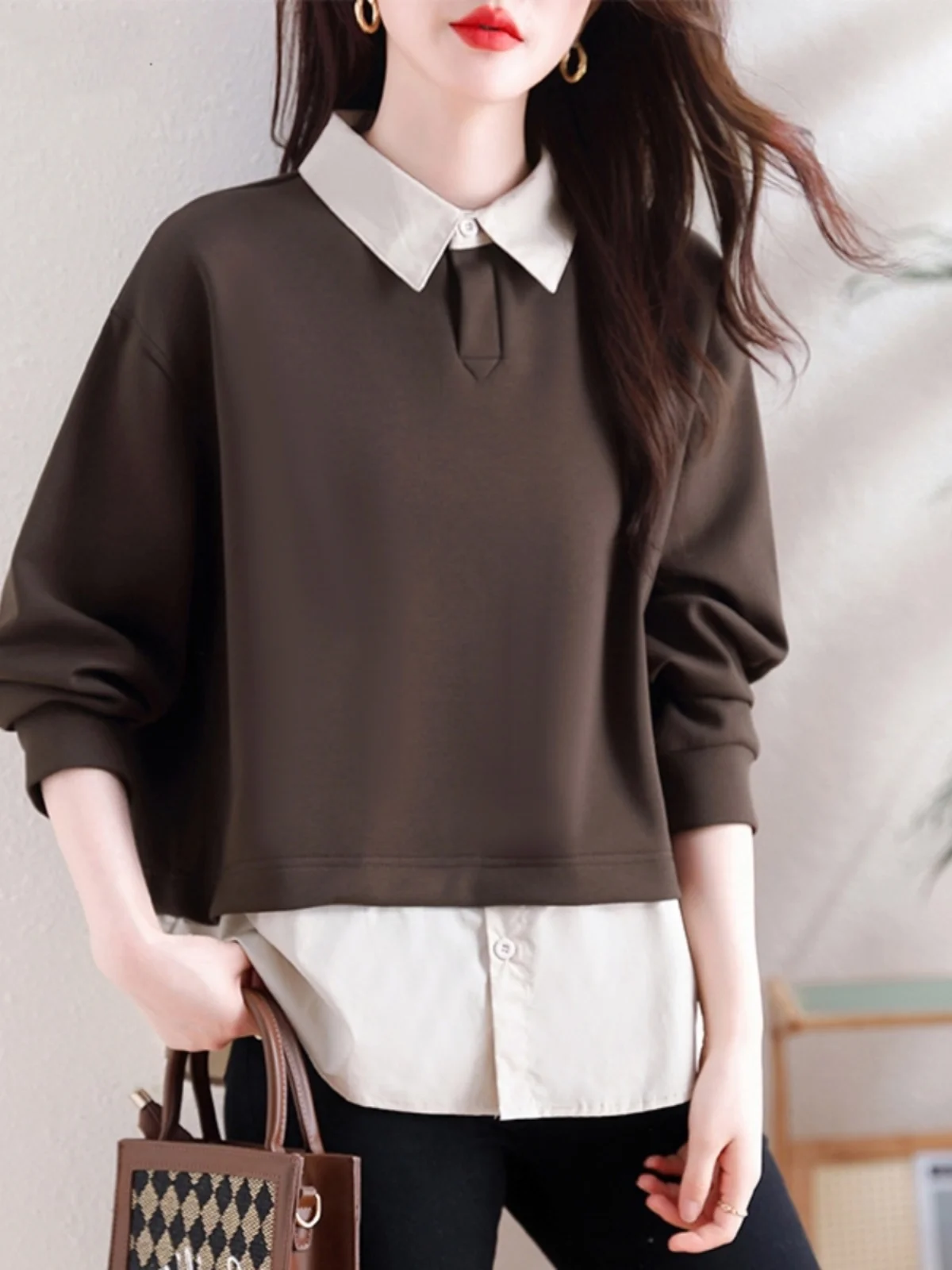 

Женская свободная толстовка-куртка (комбо) для осени и зимы, новая молодежная модель с дизайнерскими вставками, верхняя одежда