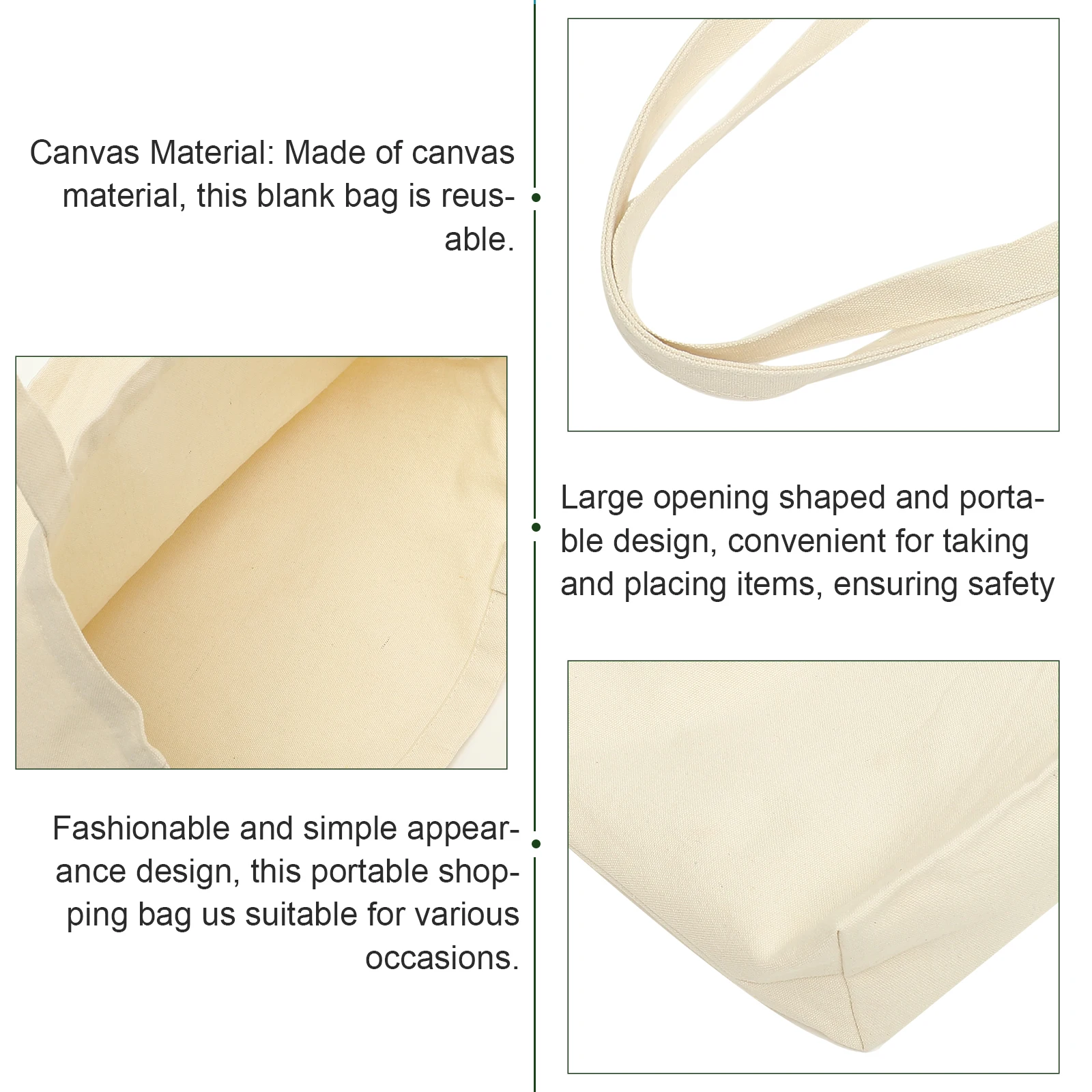 

2pcs Canvas Shopping Large Capacity Reusable Tote Grocery Bag Wine Bottle Carrier Shoulder Utility Cloth Bag For Women Beach