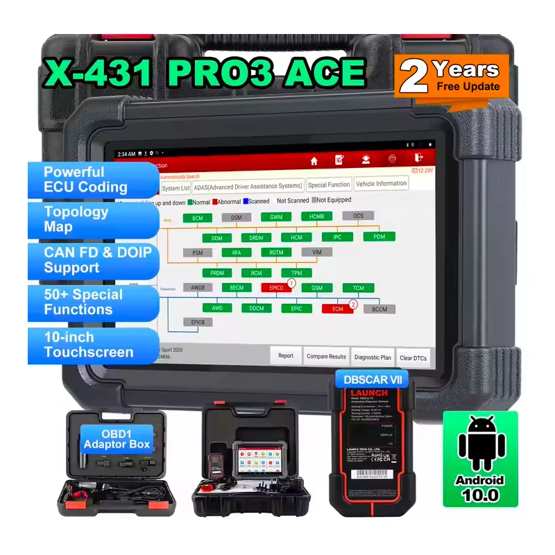 laun ch X431 PRO3 ACE Bi-Directional Scan Tool OEM Topology Map Online Coding 2 Years Free Updates Diagnostic Tools