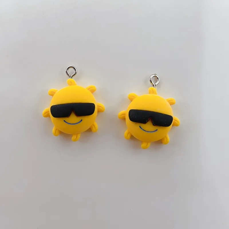 10pcs Kawaii Summer Beach Sunglasses Coconut Tree Juice Resin Earrings Charming Diy Jewelry Keychain Bracelet Pendant Making image 4
