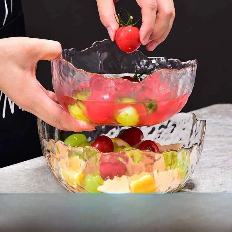 

Набор стеклянных чаш в японском стиле с эффектом ковки под золото, минималистичный, модный, для домашнего использования, для десертов, фруктов и салатов