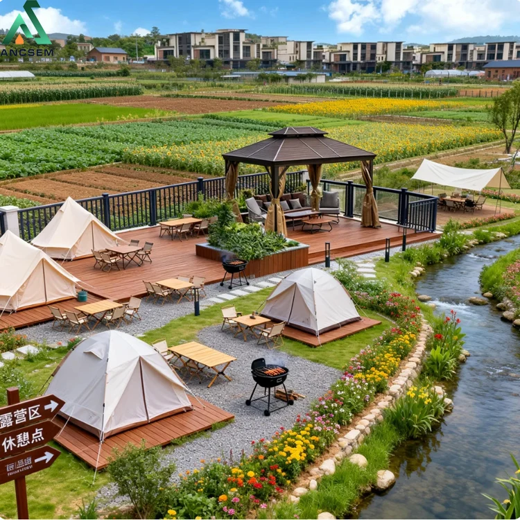 ANCSEM Modern Geometric Carbon Steel Pavilion Heavy Duty Hardtop Gazebo for Hotel Restaurant Patio Commercial Events