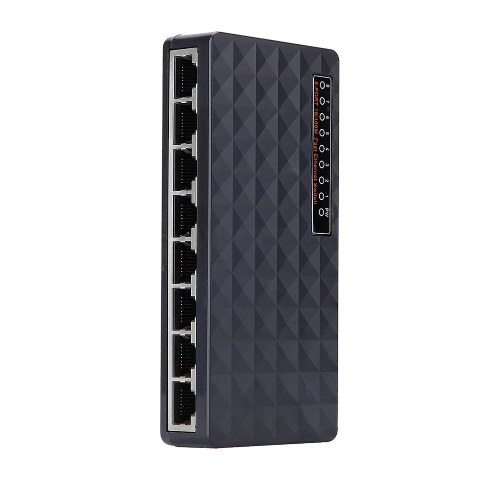 

10 шт., высококачественный мини-сетевой коммутатор, 8 портов, 100 Мбит/с, быстрый Ethernet-коммутатор RJ45, LAN-концентратор, MDI, полный полудуплексный