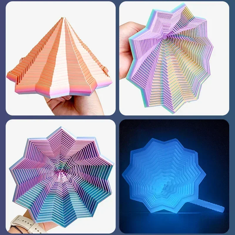 3D-Gedrucktes Erweitertes Sensorisches Fidget-Stern-Modell Visuelle Illusion Sechseckige Wirbelnde Spiral-Ornamente Stressabbau-Brettspiel-Spielzeug – Detail 14