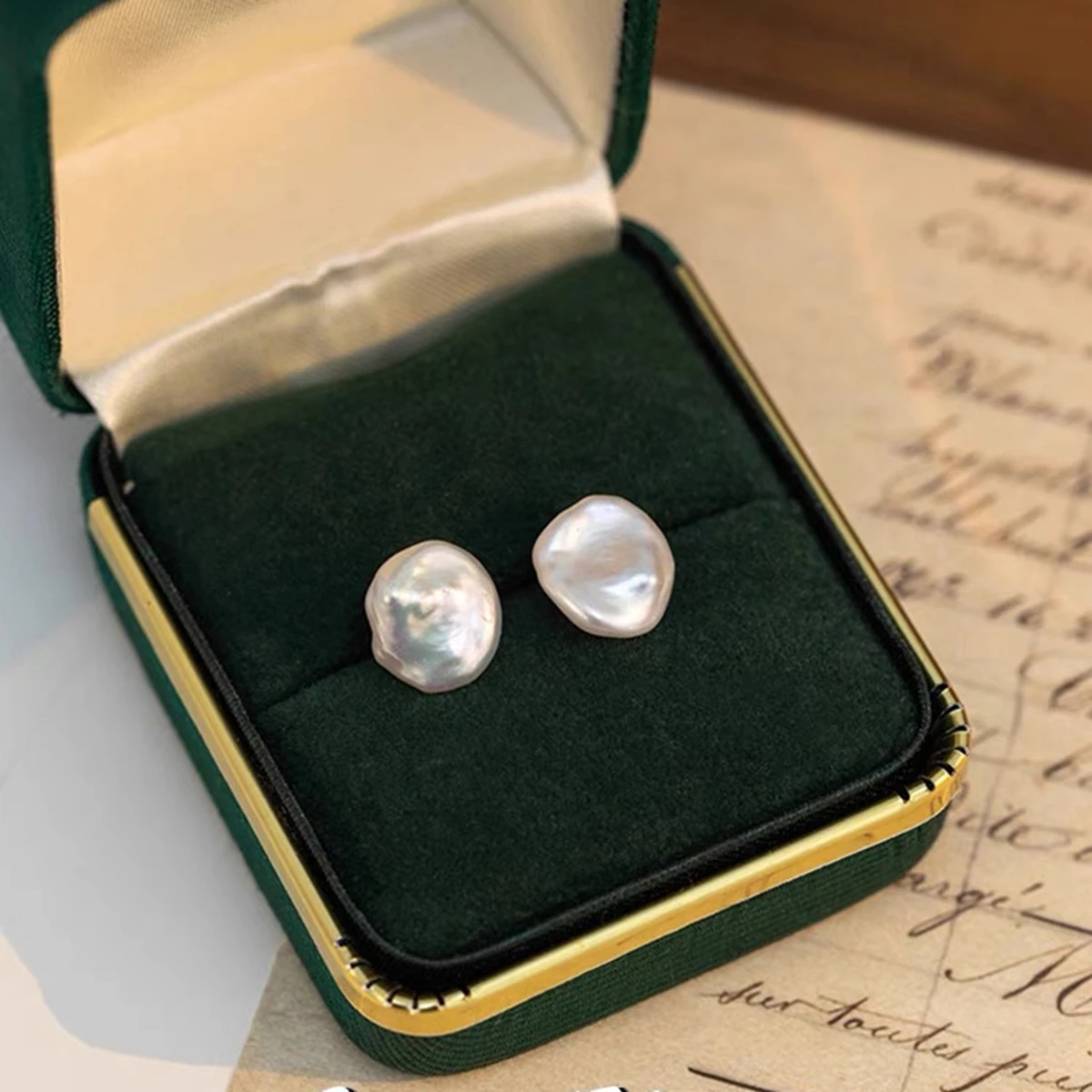Aurora White Natural Freshwater Baroque Irregular Petals Small Stone Keshi Pearl Earrings S925 Sterling Silver Elegant Gift
