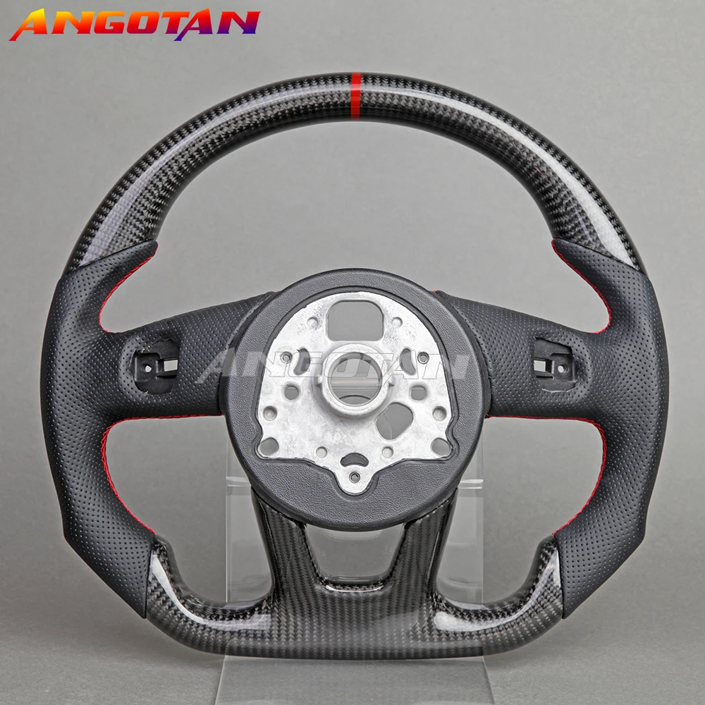 For Audi A3 A4 A5 RS3 RS4 RS5 S3 S4 S5 2017-2021 LED Forged Carbon Fiber Steering Wheel Perforated Leather Racing Wheel