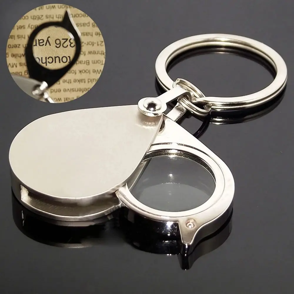 15X Portable Folding Key Ring Mini Magnifier Key Chain Magnifying Durable Glass Loupe Pocket Tool Holiday Gift Supplies New