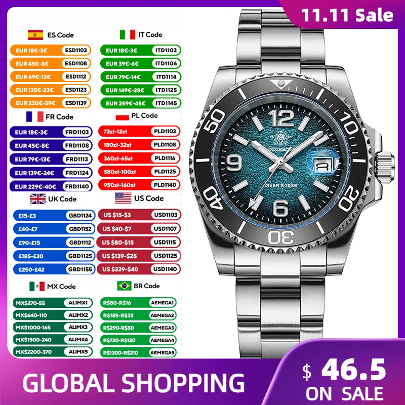 ADDIESDIVE AD2513 Ceramic Bezel Colorful Dial Quartz Watches 41mm Reloj Hombre 200m Waterproof BGW9 Luminous Diver Watch For Men