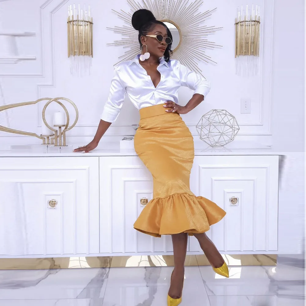 

Женская атласная юбка-русалка с высокой талией без топа, для торжественных случаев, повседневная, офисная, для вечеринок