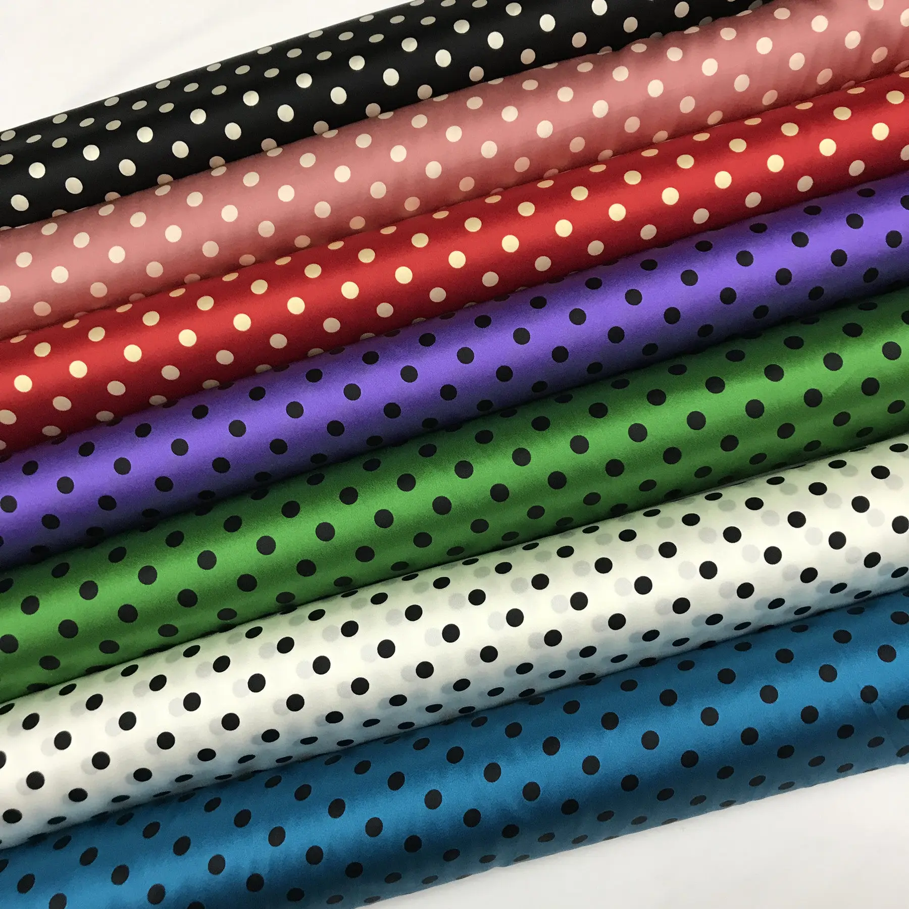 Polka Dot Silk Fabric Stretch Satin Silk Cloth High-End 19 Momme Polka Dot Dress Cheongsam Shirt