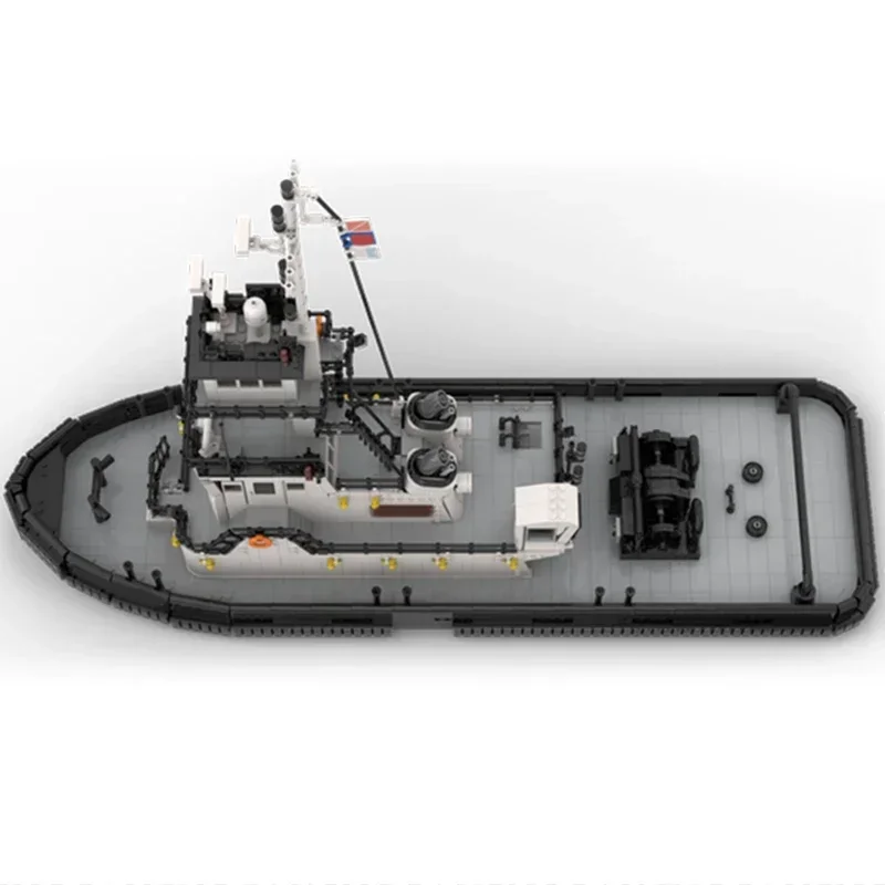 MOC-décennie s de Construction Modulaires en Briques d'Assemblage, Modèle de Petit Bateau Remorqueur, Cadeaux de Noël, Jouets à Monter Soi-Même