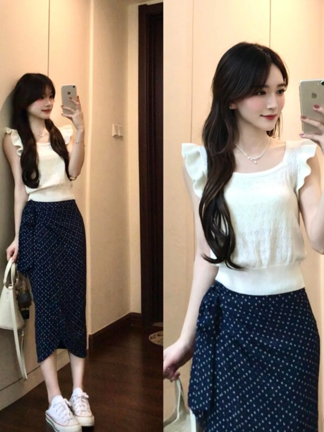 

Korean Style Gentle Wind Halter Top And High Waist Skirt Two Piece Set Youthful Summer Outfit Comfortable Cotton Material