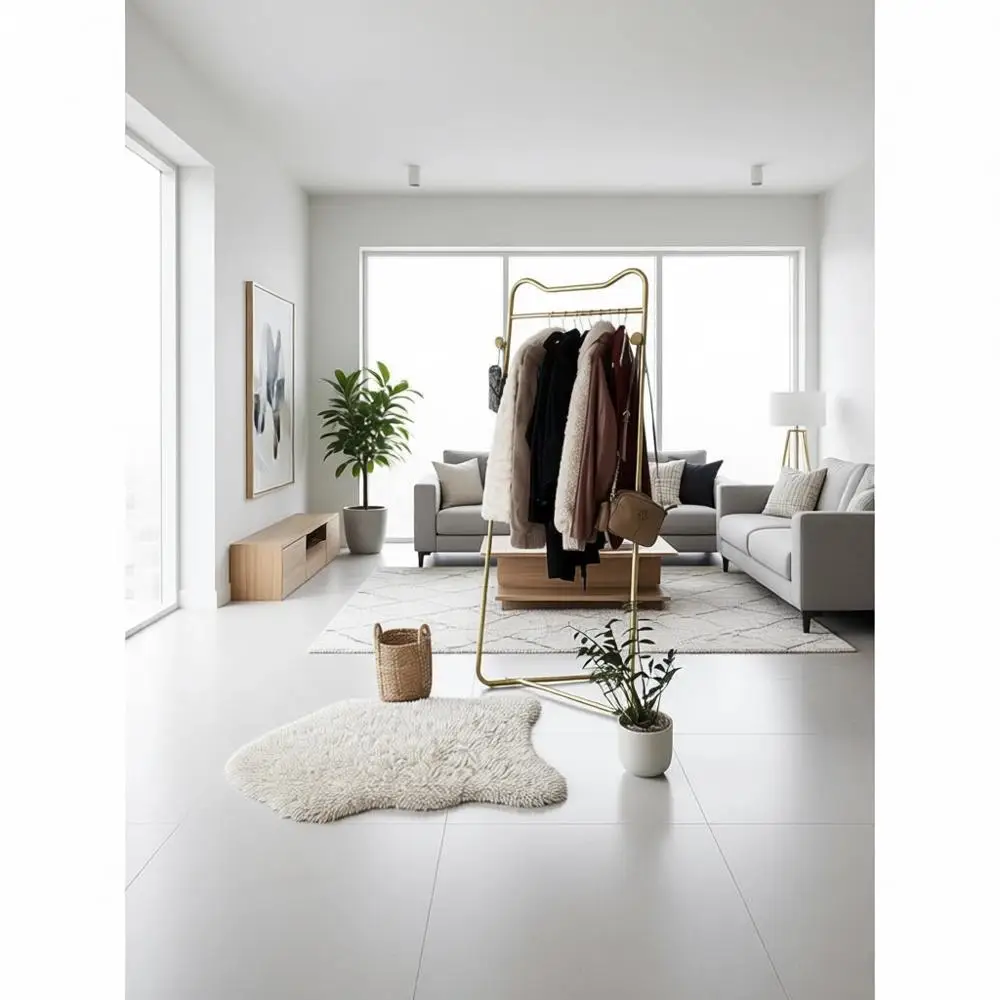 Freestanding Metal Coat Rack with Hooks for Hallway, Entryway, Bedroom, Living Room