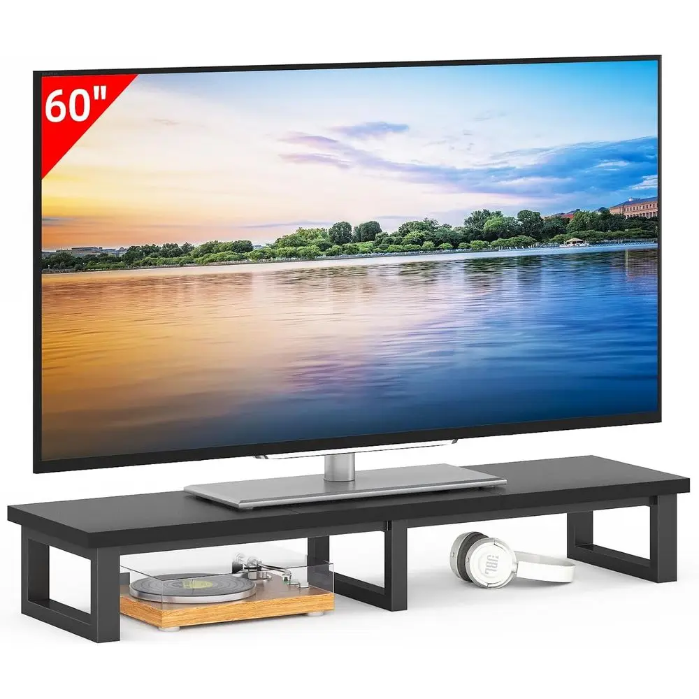 Adjustable TV Stand for 32-60 Inch TVs with Steel Legs, Black