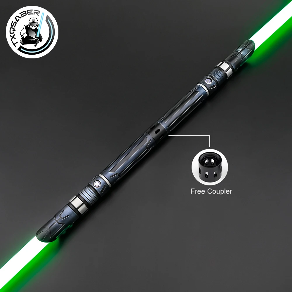 TXQSABER Neo Pixel Lightsaber Double Blade Spinning Sword RGB with Removable Blade Metal Hilt Weathered Blaster Toys Saber Staff