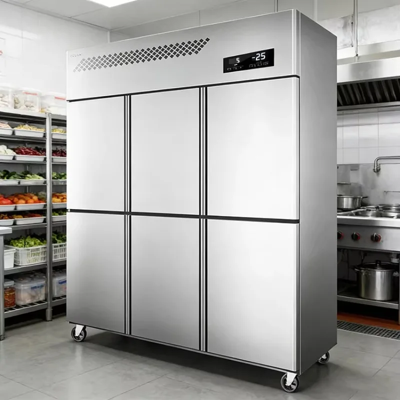 Airo Commercial Kitchen Stainless Steel Upright Freezer Four-Door Refrigeration Freezing Double-Temperature for Hotels