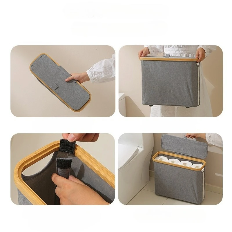 سلة سلة الغسيل المحمولة، صندوق ملابس قابل للطي للحمام وغرفة النوم، منظم تخزين متعدد الاستخدام للمناشف الورقية للمناشف الورقية ​