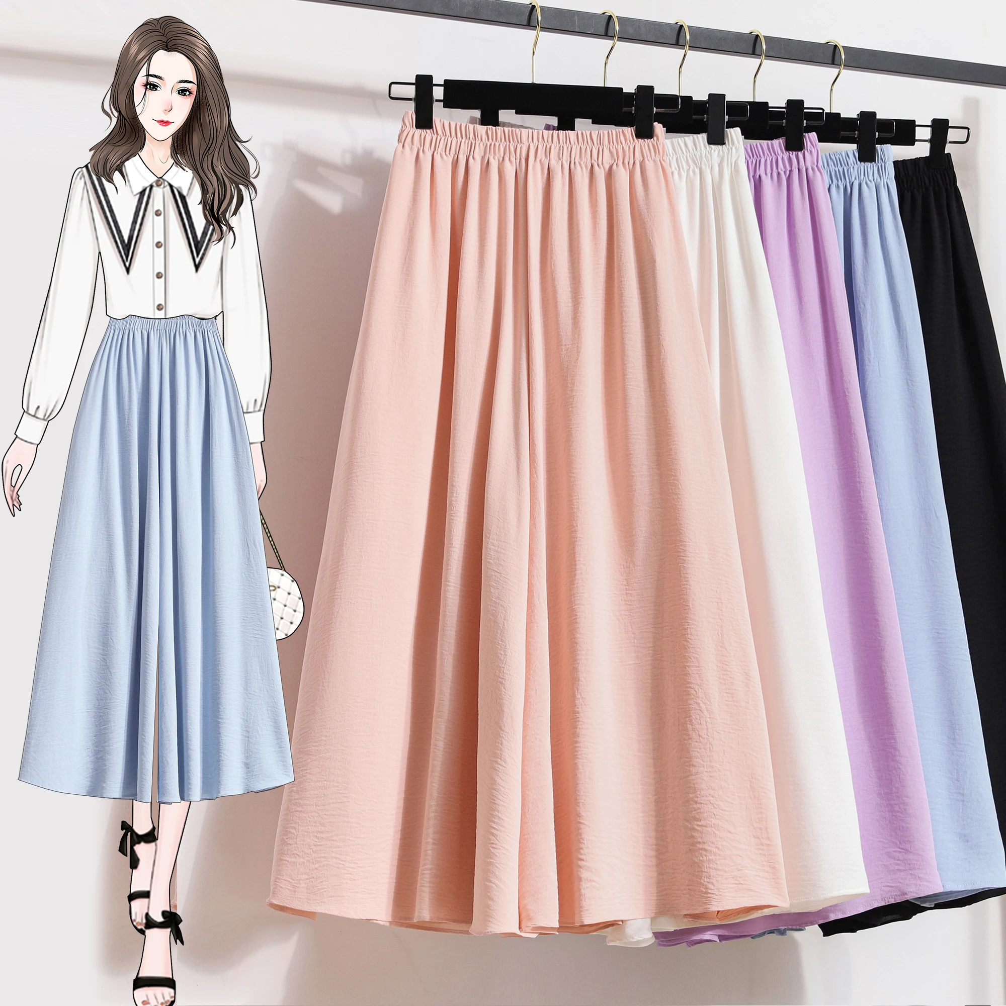 

plus Size Women's Casual Harem Pants Thinming Summer New Style Thin Wide Leg Pants High Waist Straight Cut Color