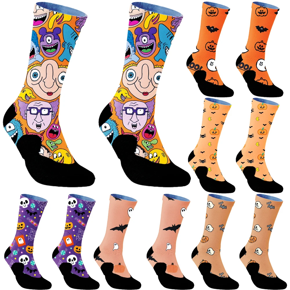 New Halloween socks Funny Hip Hop Casual Pastel Bag Long Tube Set Men's Fashion Print Harajuku Cotton Sports Running Socks