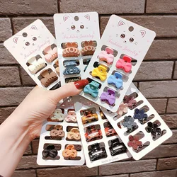 6pcs Set Acetate Fiber Small Hair Claw Clip Frosted Solid Color Hair Claw Retro Claw Clip Headband Barrette Hair Accessories Set