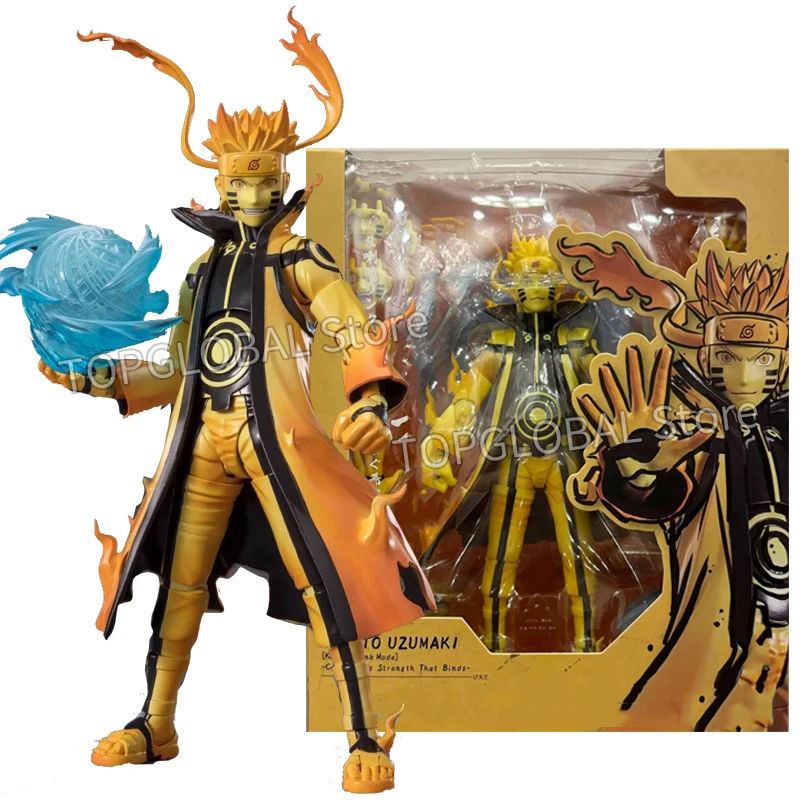 SHF Uzumaki Naruto Kurama Link Mode Action Figure Rikudo Sennin Naruto Figurine Courageous Strength That Binds Movable Model Toy